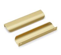 goldenwarm 10Pack 128mm(5in) Gold Cabinet Handles Modern Drawer Handle Aluminum Finger Edge Pull Curved Profile Handle Concealed Furniture Handles Wardrobe Handles