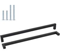 Goldenwarm 10Pack Black Modern Square Kitchen Cabinet Handles - 320mm Hole Centers, Stainless Steel, Matt Black Finish