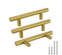 Goldenwarm 12pcs Gold 76mm Drawer Handles - Brushed Brass Cabinet Cupboard Door Handle Pull Knob for Furniture Kitchen Hardware Stainless Steel