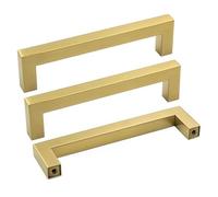 Goldenwarm 15 Pack Bathroom Cabinet Handles Gold Kitchen Cabinet Door Handles LSJ12GD Filing Brushed Brass Modern Stainless Steel Drawer Handles 102mm Hole Spacing