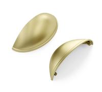 Goldenwarm 15 Pack Brass Handles Gold Cabinet Handles Cup Drawer Pull, 76mm(3inch) Hole Center Zinc Alloy for Kitchen Cabinet Drawer Cupboard
