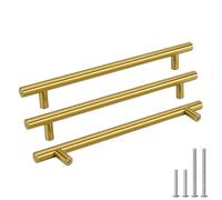 Goldenwarm 15pcs Brushed Brass Cabinet Cupboard Drawer Door Handle Pull Knob for Furniture Kitchen Hardware 224mm Hole Center 288mm Overall Length