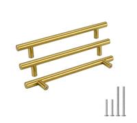 Goldenwarm 15Pcs Brushed Brass Cabinet Handles Cabinet Hardware Handle Pull 160mm Pulls for Dresser Drawers Brass Cupboard Pulls