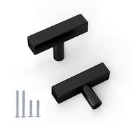 GoldenWarm 20Pack Black Kitchen Cabinet Knobs - T Bar Square Drawer Handles
