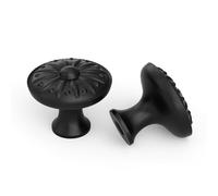 goldenwarm 4 Pack Black Drawer Knobs Vintage Black Cupboard Knobs with Flower Pattern, Zinc Alloy
