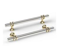 Goldenwarm 5 Pack Brushed Satin Nickel Kitchen Handles 128mm Hole Centers | Kitchen Cabinet Handles, 5inch Hole Center, Brushed Satin Nickel + Gold, Handle for Drawer Cabinet Wardrobe Cupboard