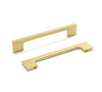 Goldenwarm 5 Pack Gold Kitchen Cupboard Handles Aluminium Square Bar Modern Cabinet Pulls for Door & Drawer with Adjustable M4 Screws 128mm
