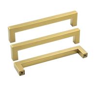 Goldenwarm Gold Kitchen Cupboard Handles Brushed Brass Gold Drawer&Cabinet Handles 10Pack 128mm Hole Centers