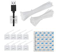 GOLDEROC 200 PCS White Cable Ties 100/150mm with 100 Cable Tie Mounts