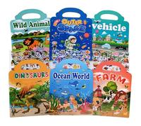 GOLDEROC 6 Pack Reusable Sticker Books for Kids Age 3-6, 300+ 3D Puffy Stickers Activity Pack, Educational Learning & Quiet Time Activity for Toddlers Boys Girls