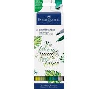 Faber-Castell Goldfaber Aqua Jungle 164517 Dual Marker with Brush Tip and Fineliner Tip, Pack of 6
