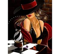 GOLDFI Woman Wearing Hat - Paint by Numbers for Adults DIY Digital Painting Arts Craft for Home Wall Decor Birthday Gifts 40 * 50cm
