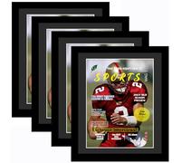 Goldfinch 4 Packs Sports Magazine Frames Displays Magazines Measuring 8 x 10.5 inches with Black Core Matting,Suitable for 1994-Current Collector's Edition Sports Magazines with Installed Hangers