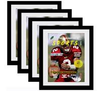 Goldfinch 4 Packs Sports Magazine Frames Displays Magazines Measuring 8 x 10.5 inches with White Core Matting,Suitable for 1994-Current Collector's Edition Sports Magazines with Installed Hangers