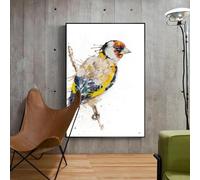 Goldfinch Watercolour Painting Abstract Wall Art Canvas Print Poster Nature Bird Picture Living Room Home Decor 70x100cm frame