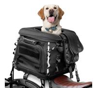Goldfire Motorcycle Dog/Cat Carrier, Portable Pet Carrier Voyagers Dog Carrier Crate for Street Glide Road King with Luggage Rack or Sissy Bar UTV ATV Touring Trike Models(Black)