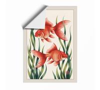 Goldfish Among Aquatic Plants Botanical Unframed Wall Art Print A2 (59.4×42cm), Wall Decor for Living Room, Bedroom, Office & Home, Art Gift