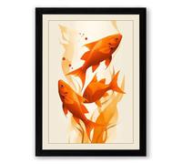 Goldfish Among Plants Boho Framed Wall Art Print A1 (84.1×59.4cm) Black, Wall Decor for Living Room, Bedroom, Office & Home, Ready to Hang, Art Gift