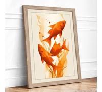 Goldfish Among Plants Boho Framed Wall Art Print A2 Oak Frame