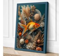 Goldfish Among Stones Canvas Wall Art Print 18x12 Inch (46 x 30 cm)