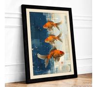 Goldfish Among Structures Framed Wall Art Print A1 Black