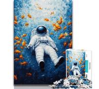 Goldfish And Astronaut 1000 Piece Jigsaw Puzzle for Adults And Teenagers,for Educational Game Challenge Toy Unique Home Decor And Gifts 38x52cm