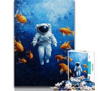 Goldfish And Astronaut 2000 Piece Jigsaw Puzzles for Adults Gifts,Help The Brain Exercise Addictive Toys to Cultivate Patience Great Gift 70x100cm