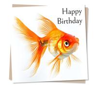 Goldfish Birthday Card - Beautiful Goldfish Design - For Goldfish or Fish Lovers - Goldfish Happy Birthday Card For Men, For Women, For Him, For Her, For Friend, For Loved One