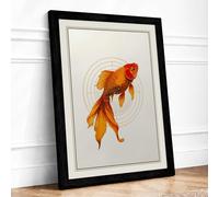 Goldfish in Ripples Japandi Framed Wall Art Print A3 (42×29.7cm) Black, Wall Decor for Living Room, Bedroom, Office & Home, Ready to Hang, Art Gift