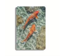Goldfish in shallow water with sunlight realistic photo Metal Tin Sign, Suitable for Gym, Hotel, Public Place, Kitchen and Room, Etc. Fun Home Wall Decoration (12x18inch)