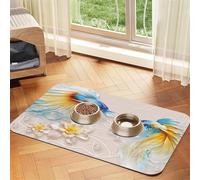 Goldfish Lotus Flowers Printed Pet Bowl Mats, Non-Slip And Tasteless Dog And Cat Feeding Mats