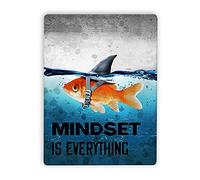 Goldfish Metal Tin Signs Funny Quotes Plaque Mindset is Everything Motivational Inspirational Wall Art Bathroom Art Gifts for Office Decor 8"x12"