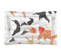 Goldfish Red Black Washable Dog Bed Mat Non-Slip Soft Comfortable Pet Bed for Large Jumbo Medium Small Dogs 36" x 24"