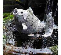 Goldfish Shape Pond Water Spitters for Ponds and Water Gardens, Spouting Carp Fish Statue Fountain Spray Accessories for Home Outdoor Koi Pond Decor(10.63"×7.87", Bdark gray)