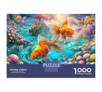 Goldfish Swim in A Bubble-filled Pond 1000 Piece Jigsaw Puzzle Koi Fish Brainteasing Fun for Adults & Kids 38x26cm/1000pcs