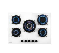 Gas Hob 70 cm 5 Burner Ring Glass Ceramic Gas Cooker Hob White Gas Burner Hob