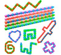GOLDGE 10PCS 24 Links Wacky Track Toys Snap Age 3+ and Click Fidget Toys Puzzle Finger Toy Anxiety Stress Relief Multicolor Snake Chain Puzzles Party Favors Party Bags Fillers and Educational Toys