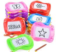 GOLDGE 18 Pieces Mini Painting Board Magic Board Party Bag Children's Birthday Party with Pen and Key Ring, Erasable Painting Board Children for Boys and Girls, as Party Activity Prices Pinata Filling