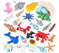 Goldge 25PCS 3D Printed Ocean Animals with 25 Learning Cards