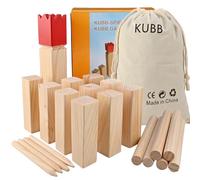 GOLDGE Kubb Game, Viking Chess, Wooden Figures Throwing Game for Kids, Outdoor Entertainment