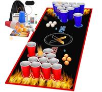 GOLDGE Upgrade Your Party Fun with a 70.9 x 23.6 Inch Cup Pong Game Mat Set - Perfect for Drinks, Soda, Punch, BBQs, Picnics & Outdoor Gatherings!