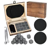 GOLDGE Whiskey Stones Set, 12 Pieces Whisky Stones Ice Cubes Reusable, Granite, Whiskey Gift Set, Gold