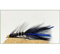 Goldhead Flash Damsel Trout flies, Black blue Flash, size 10, choose quantity required (6)