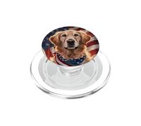 Goldie Elderly Golden Retriever American Flag 4th July Dog PopSockets PopGrip for MagSafe