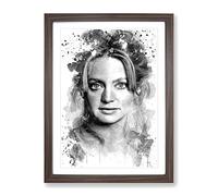 Goldie Hawn No.1 V3 Modern Framed Print | A3 Walnut Framed Wall Art | Ready to Hang | Modern Nature Picture | Living Room Bedroom Lounge Office