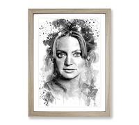 Goldie Hawn No.1 V3 Modern Framed Wall Art Print, Ready to Hang Picture for Living Room Bedroom Home Office Décor, Oak A4 (34 x 25 cm)