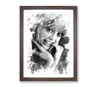 Goldie Hawn No.2 V3 Modern Framed Wall Art Print, Ready to Hang Picture for Living Room Bedroom Home Office Décor, Walnut A4 (34 x 25 cm)
