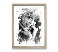 Goldie Hawn No.2 V3 Modern Framed Wall Art Print, Ready to Hang Picture for Living Room Bedroom Home Office Décor, Oak A3 (34 x 46 cm)
