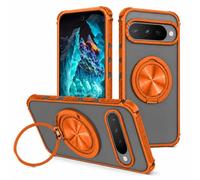 GOLDJU for Google Pixel 11 Pro XL Case Translucent Matte Back with Stand | 【Fit for Pixelsnap】Cover with Ring Holder Mil-Grade Drop Tested,Shockproof Phone Case - Orange/Translucent