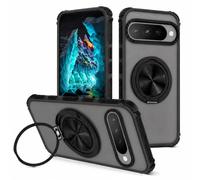 GOLDJU for Google Pixel 11 Pro XL Case Translucent Matte Back with Stand | 【Fit for Pixelsnap】Cover with Ring Holder Mil-Grade Drop Tested,Shockproof Phone Case - Black/Translucent